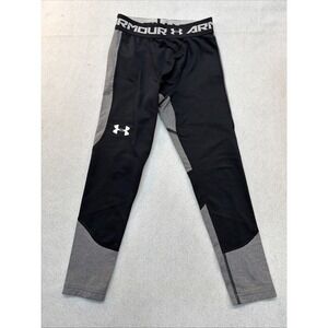 Under Armour Athletic Leggings Youth Small Cold Gear  Black And Gray